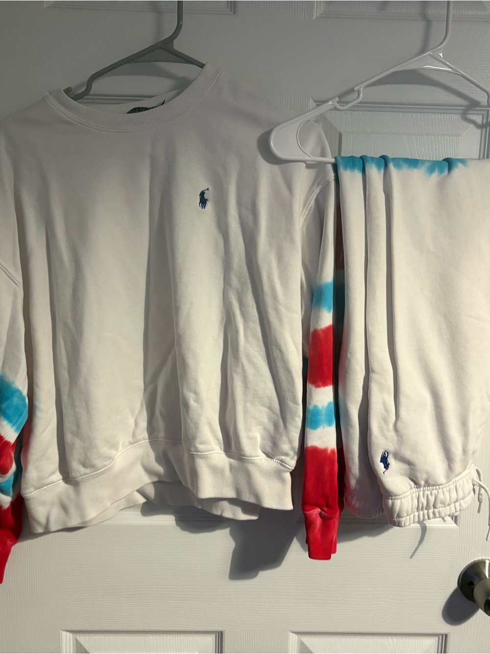 Polo by Ralph Lauren White Tie-Dye Sleeve  Set - Red & Blue Accents